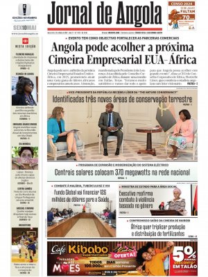 Capa do Jornal de Angola, Sexta, 10 de Maio de 2024