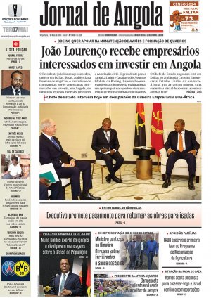 Capa do Jornal de Angola, Terça, 07 de Maio de 2024